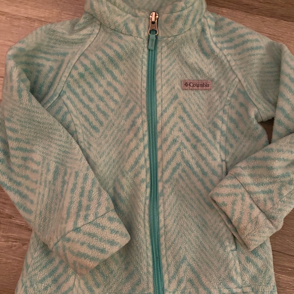 Columbia Aqua Striped Fleece Jacket